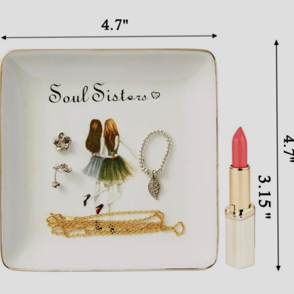 SOUL SISTERS CERAMIC PORCELAIN RING JEWELRY TRINKET DISH GIFT FOR SISTER - Picture 6 of 7